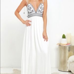 Lulu’s Days of Sunlight Ivory Embroidered Maxi Dress